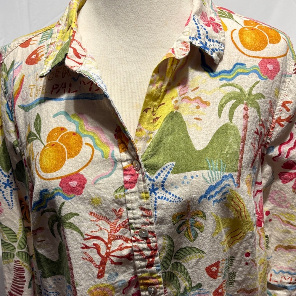 Calypso St. Barth Colorful Tropical Print Button Down Shirt - Picture 2 of 6